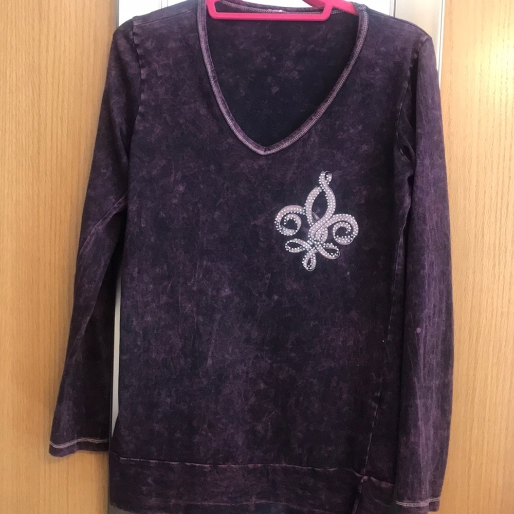 Purple marbled shirt with bling.  Size medium